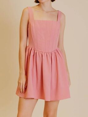 Aureum Libby corset mini skater dress in pink